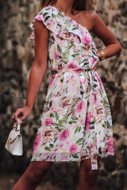 sukienka letnia mini w kwiatowy print z falbanką Simona