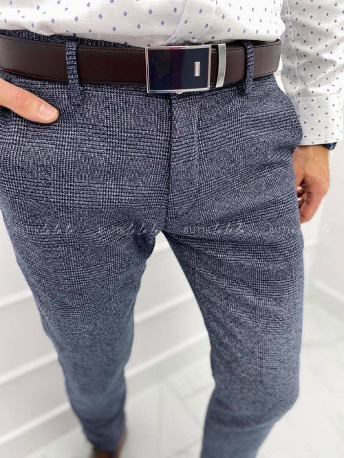 Spodnie męskie szare w kratkę S3