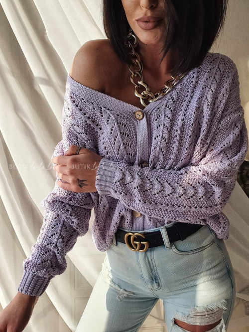 sweter ażurowy liliowy Stinx