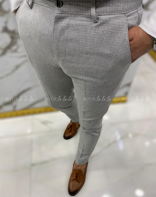 Spodnie męskie szare w drobną fakturę