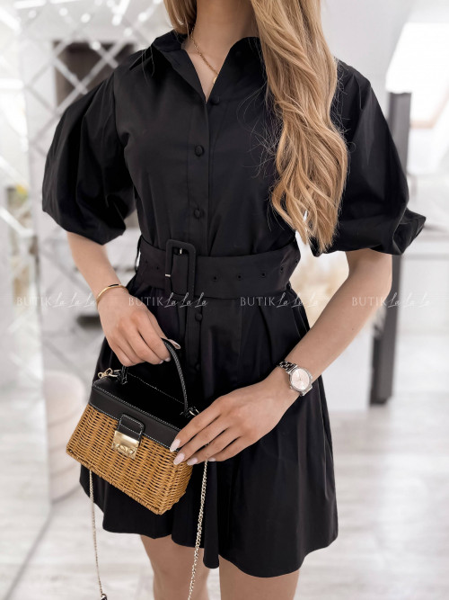 sukienka czarna z paskiem Larita