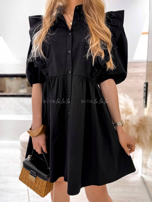 Sukienka czarna z falbankami Laro