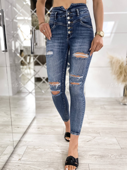 spodnie jeans blue z guzikami Kami