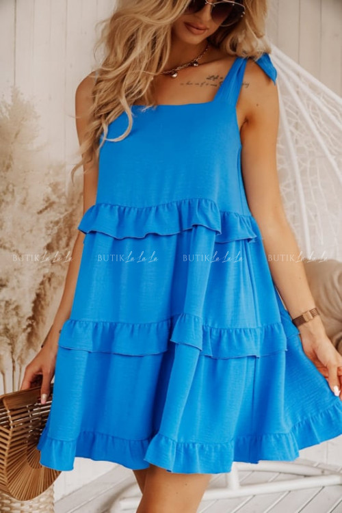 sukienka z falbanami niebieska Caris