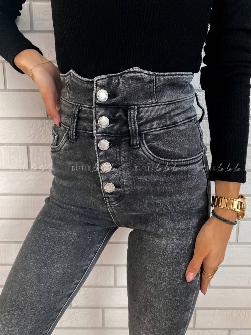Spodnie jeans z guzikami ciemno szare Soul