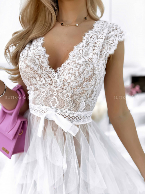 sukienka biała koronkowo tiulowa Marilda