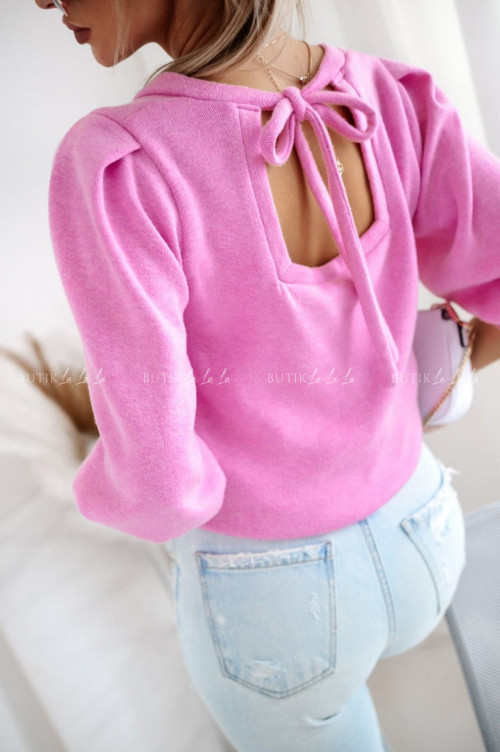 Sweter z wiązaniem na plecach różowy Pinki
