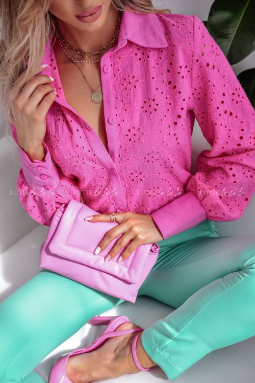 bluzka koszulowa różowa ażurowa Versi