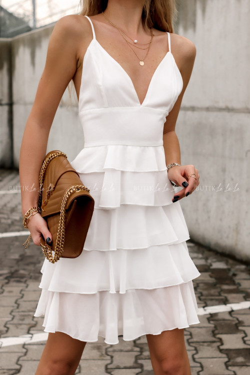 sukienka biała z falbankami Lila
