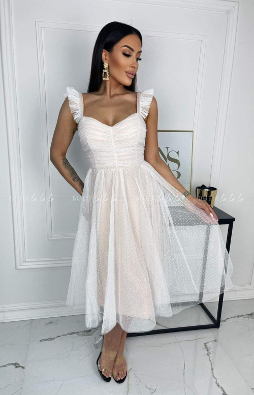 sukienka biała tiulowa Larina