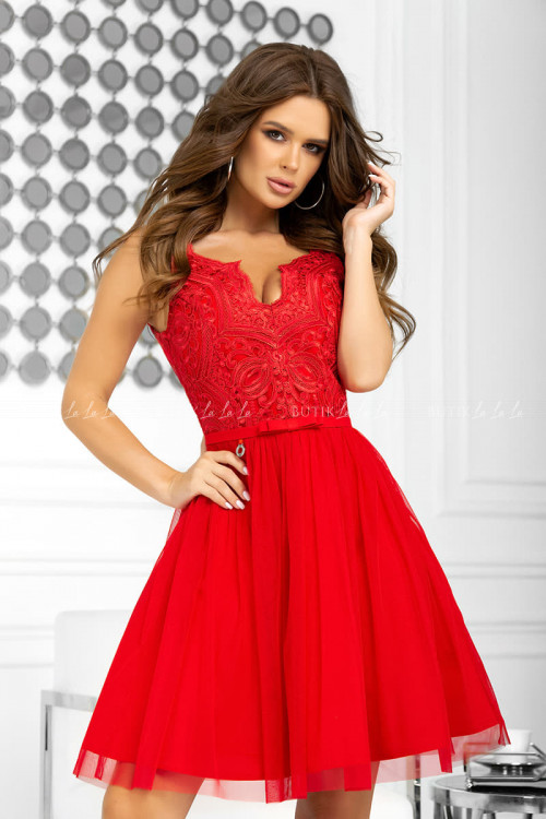 sukienka czerwona koronkowo tiulowa Afrodyta