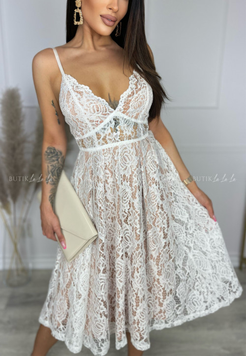 Sukienka midi koronkowa biała Euforia
