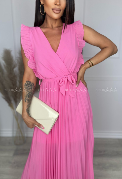 Sukienka różowa plisowana maxi Sandy