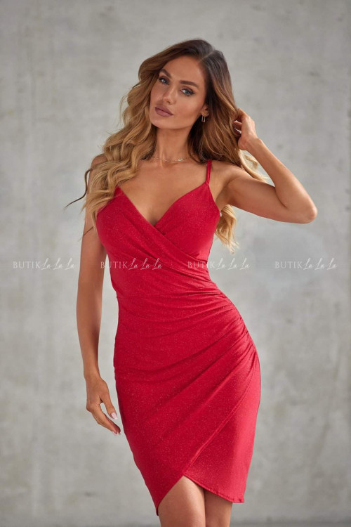 Sukienka z brokatem czerwona Estella