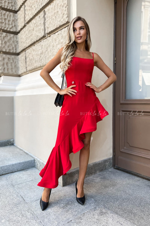 Sukienka asymetryczna czerwona Bethy