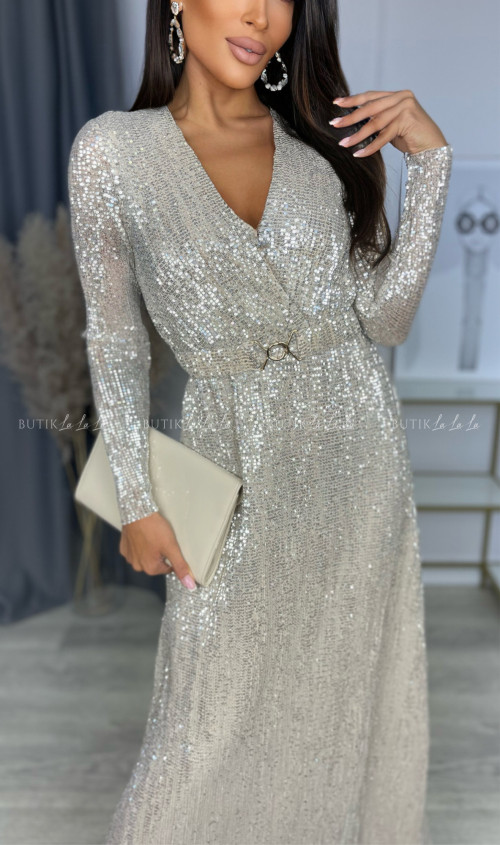 Sukienka cekinowa srebrna Selena