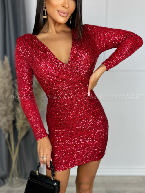 Sukienka czerwona cekinowa Amorini