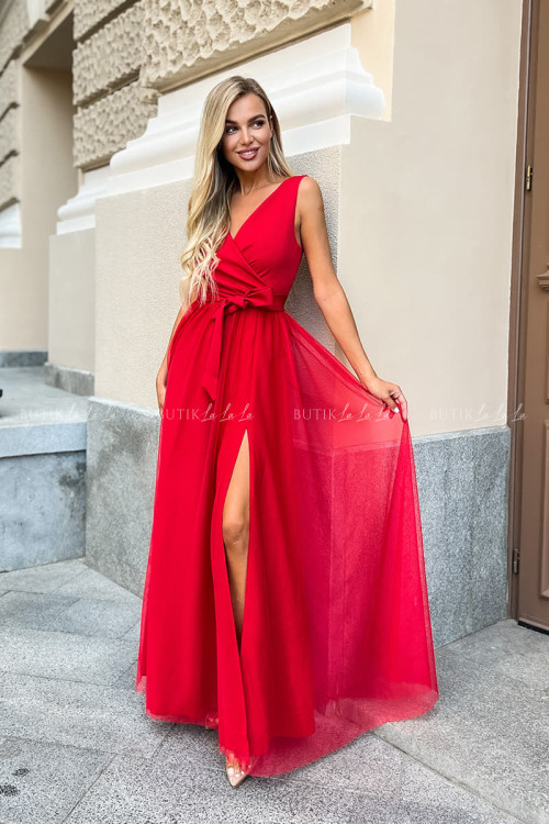 sukienka czerwona maxi Laossi