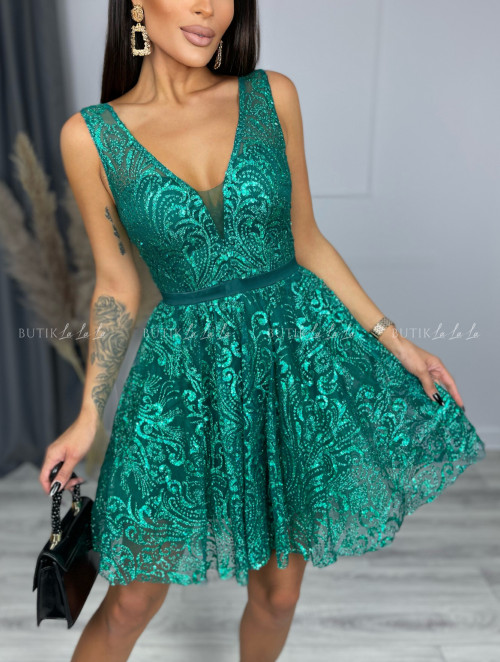Sukienka z cekinami zielona Elsa