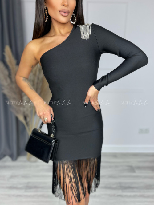 Sukienka dopasowana ze zdobieniem czarna Sallena
