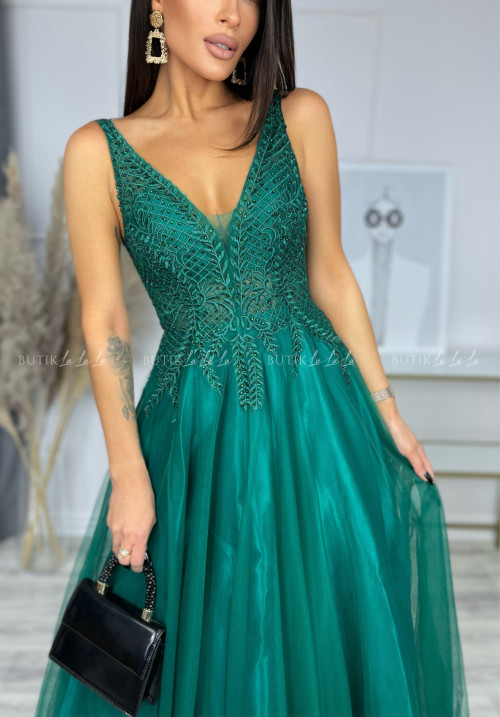 Sukienka maxi butelkowa zieleń Lorasa