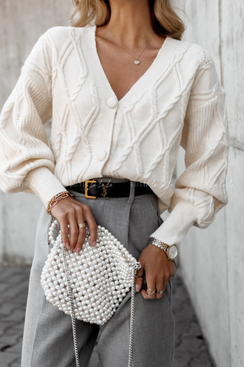 Sweter rozpinany kremowy Estela