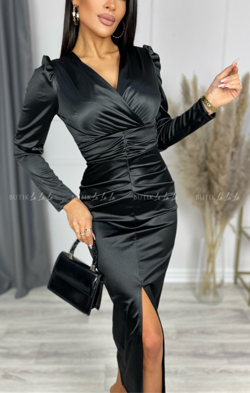 Sukienka maxi atłasowa czarna Pure