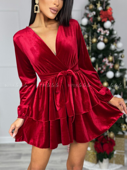 sukienka welurowa czerwona Christmas