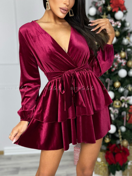 sukienka welurowa bordowa Christmas