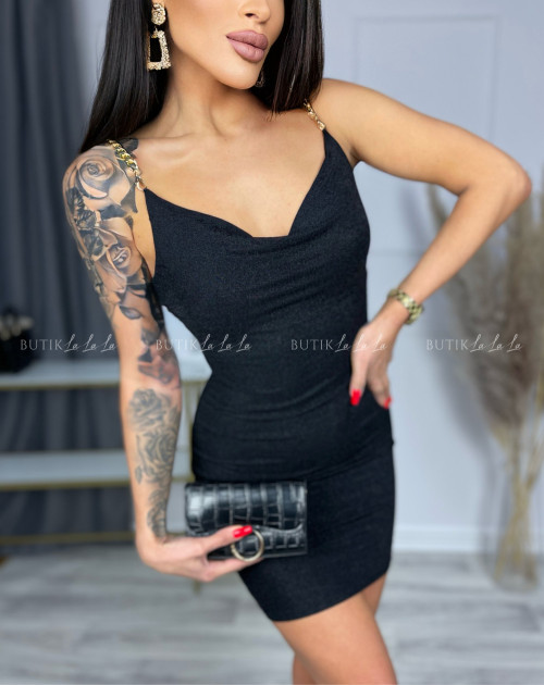 Sukienka czarna z ozdobnymi ramiączkami Certikka