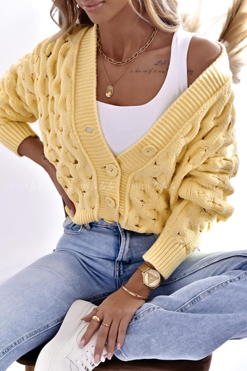 Sweter rozpinany żółty Anres