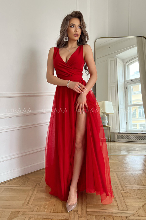 sukienka czerwona maxi Laossi