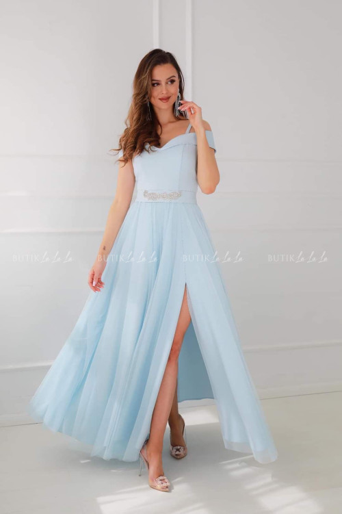 Sukienka błękitna z tiulowym dołem Lily