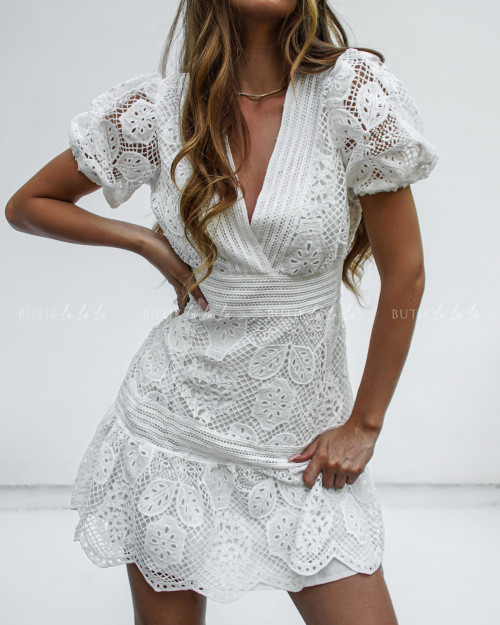 Sukienka gipiurowa biała Roudia