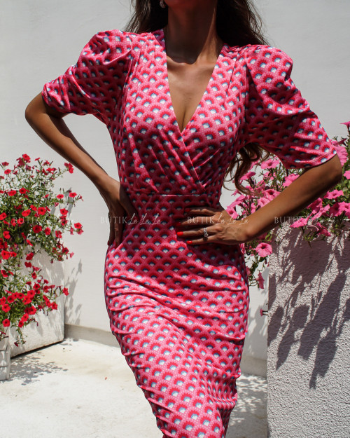 Sukienka fioletowa w kolorowy print Monloe