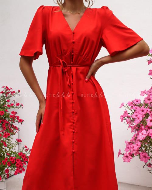 Sukienka z guzikami czerwona Daria