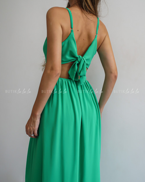 Sukienka zielona z wiązaniem na plecach Steris
