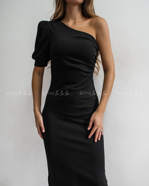 Sukienka z jednym rękawem czarna Arabela