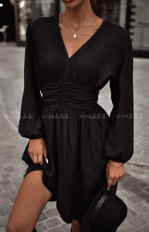 Sukienka czarna z długim rękawem Merildo