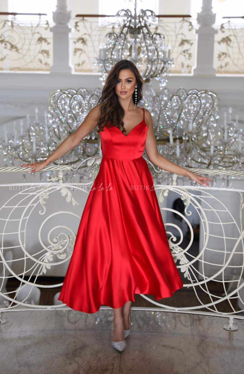 Sukienka maxi satynowa czerwona Giovanna