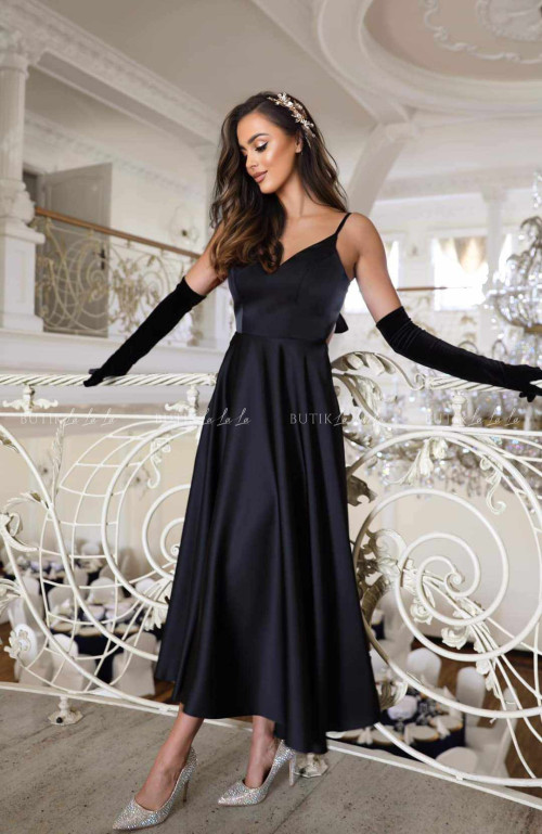 Sukienka maxi satynowa czarna Giovanna