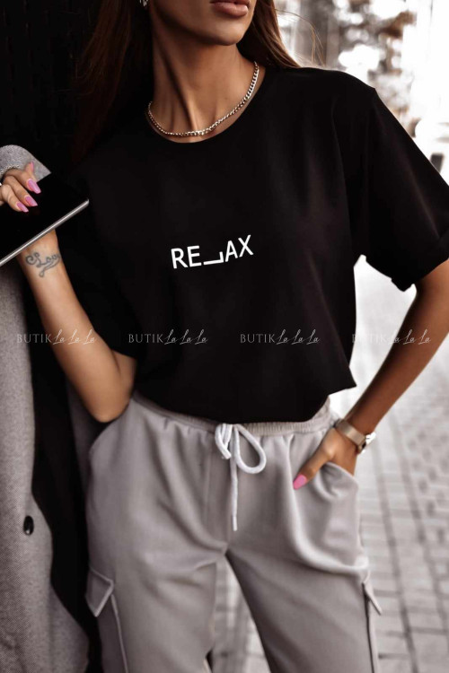 Bluzka czarna z napisem Relax
