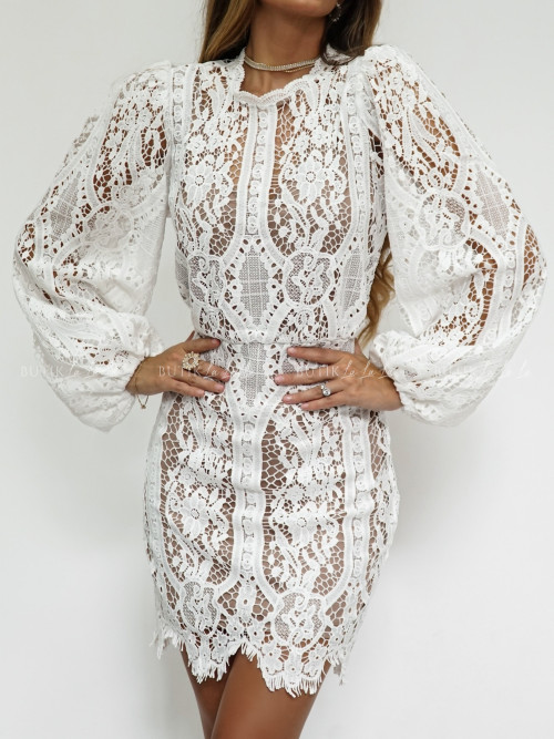 Sukienka gipiurowa biało beżowa Marusha