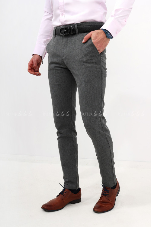 Spodnie męskie szare eleganckie slim fit