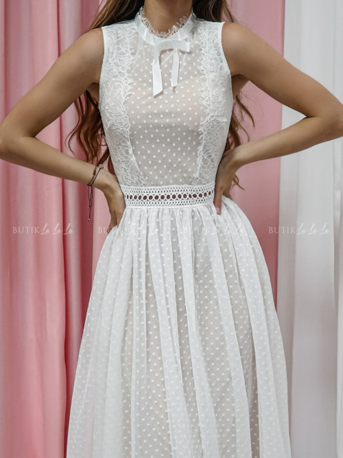 sukienka biała midi tiulowa Wenus