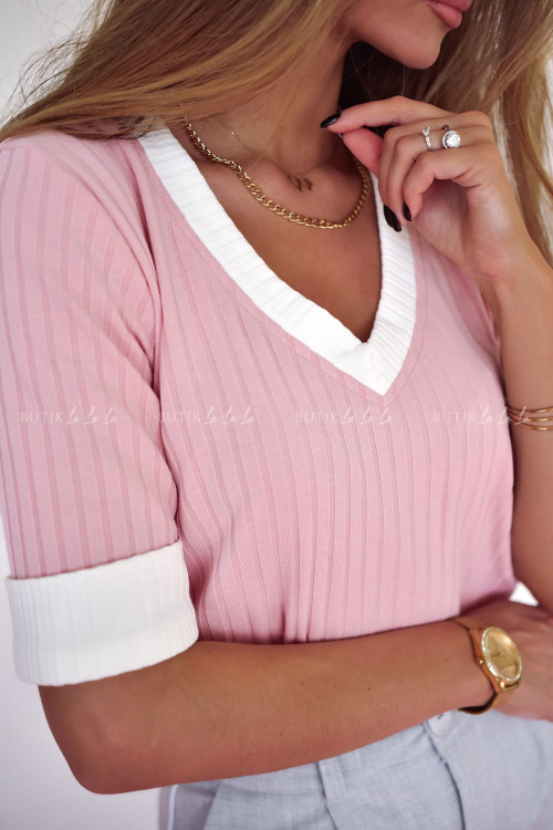 Bluzka różowo biała Akarena