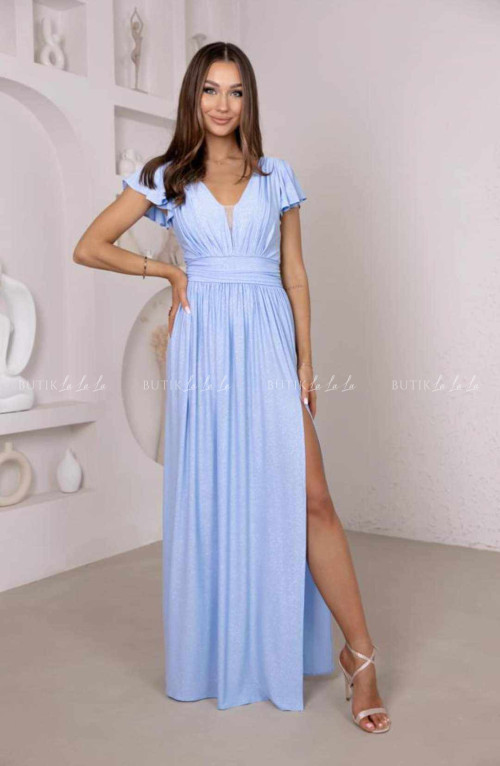 Sukienka maxi z brokatem błękitna Madeline