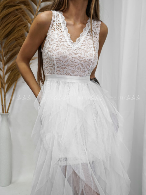 Sukienka maxi biało beżowa Wenus