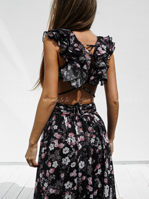 Sukienka w kwiatowy print czarna Alba