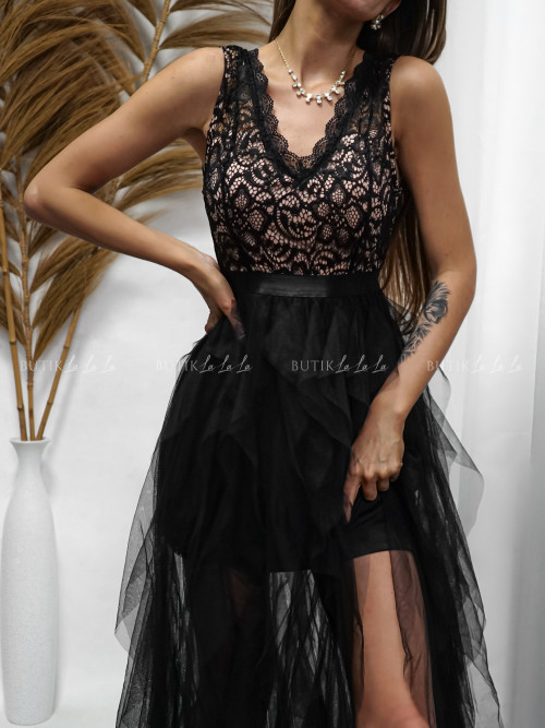 Sukienka maxi czarno beżowa Wenus